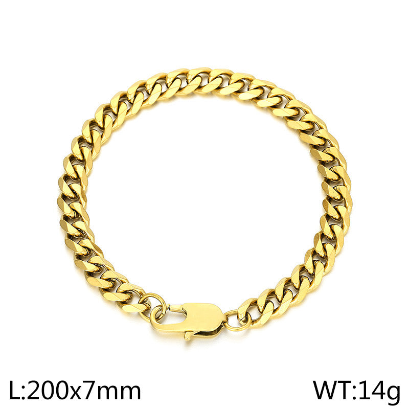 Pulsera estilo cubana bañada en oro 18k (7mm) (Niños)