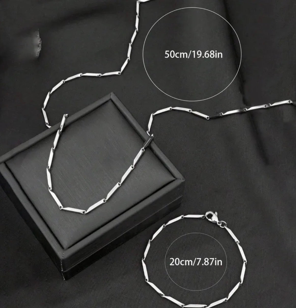 Conjunto cadena y pulsera acero inoxidable (3mm) (Niños)