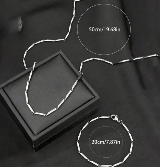 Conjunto cadena y pulsera acero inoxidable (3mm) (Niños)