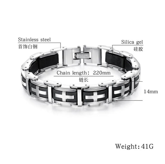 Pulsera cruz (14mm x 22cm)