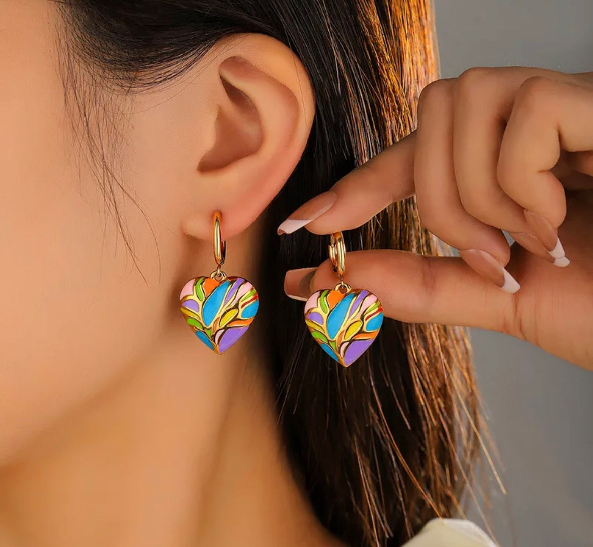 Pendientes coloridos corazón