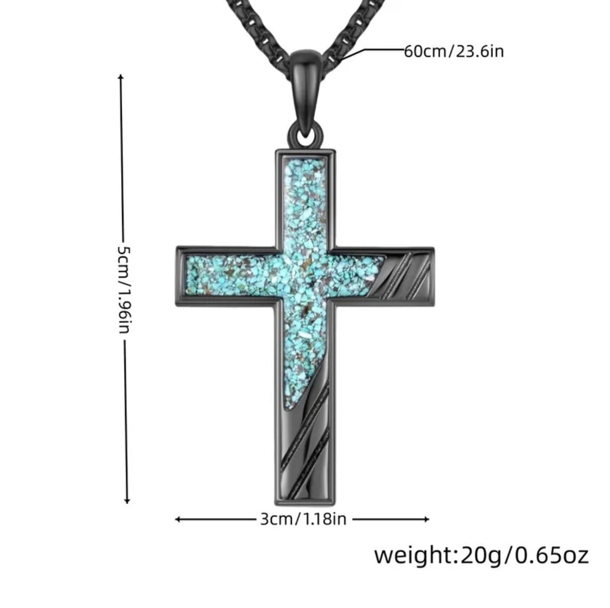 Collar pendiente cruz patron turquesa