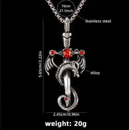Collar pendiente espada con dragon vintage