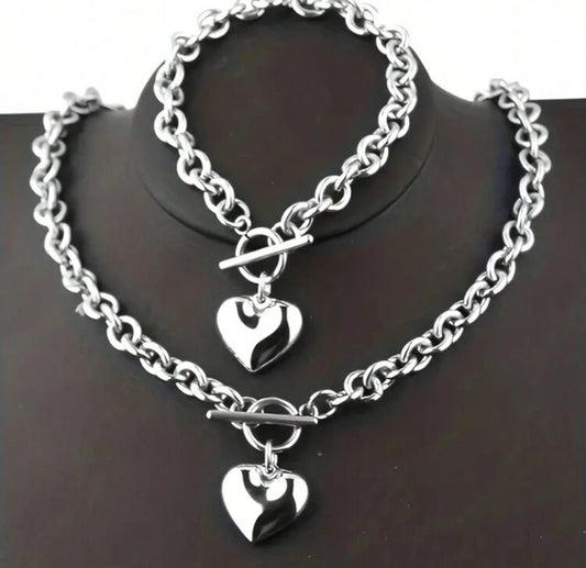 Set de collar y brazalete plata