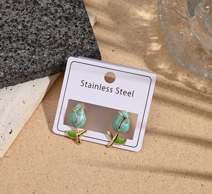 Aretes de rosa (baño de oro)