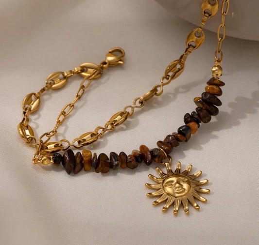 Brazalete sol baño de oro