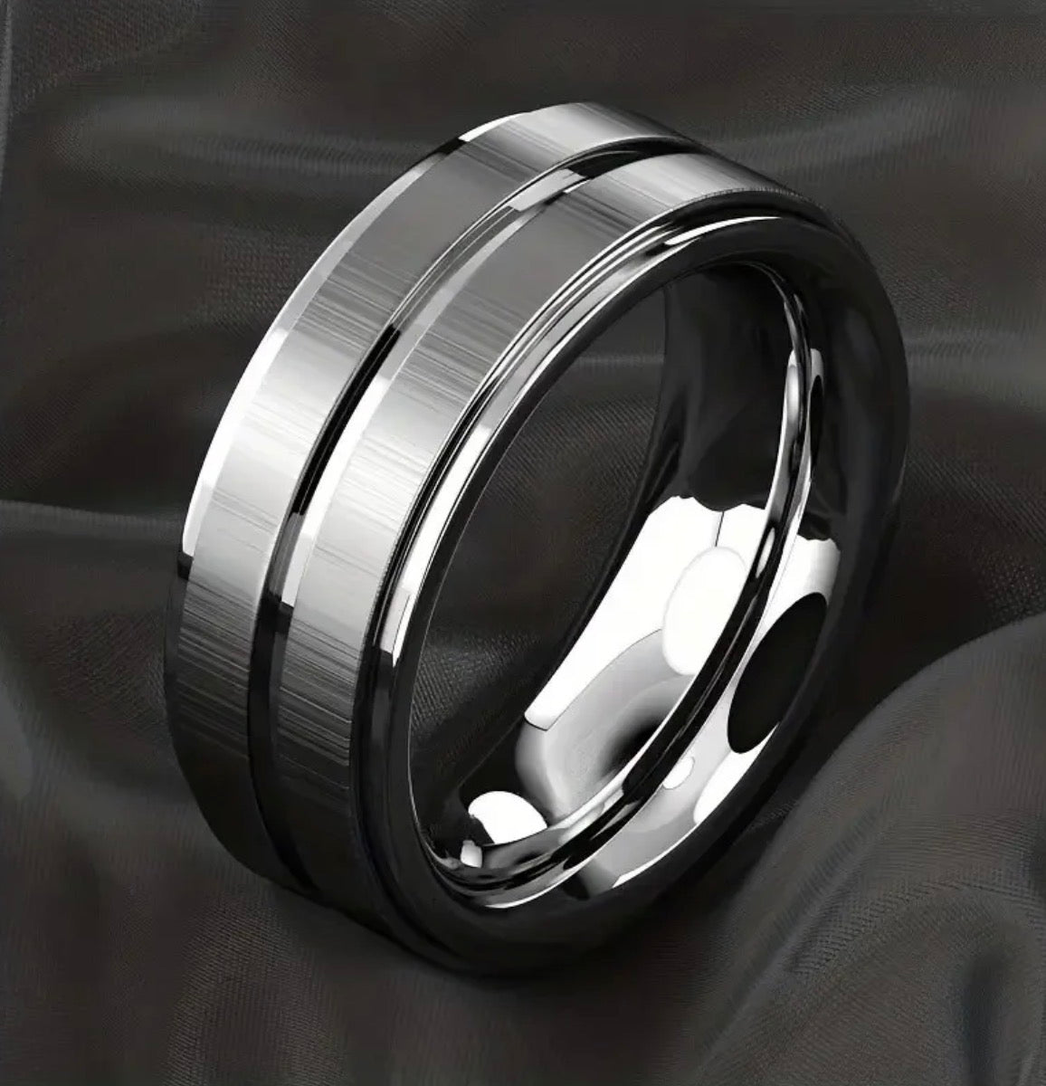 Anillo bandas plateadas