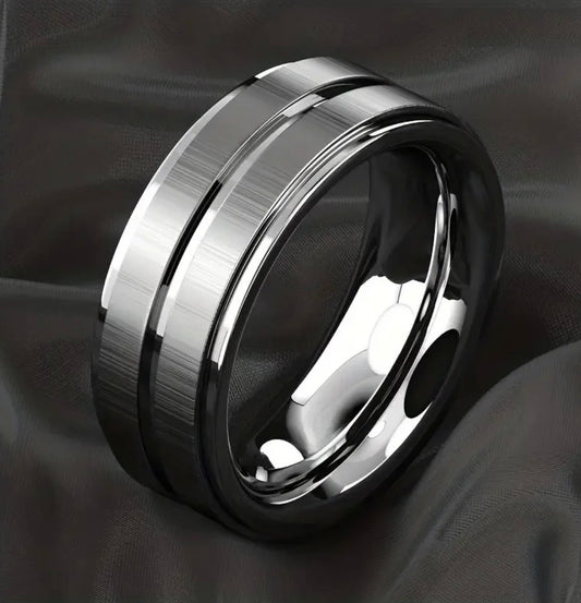 Anillo bandas plateadas