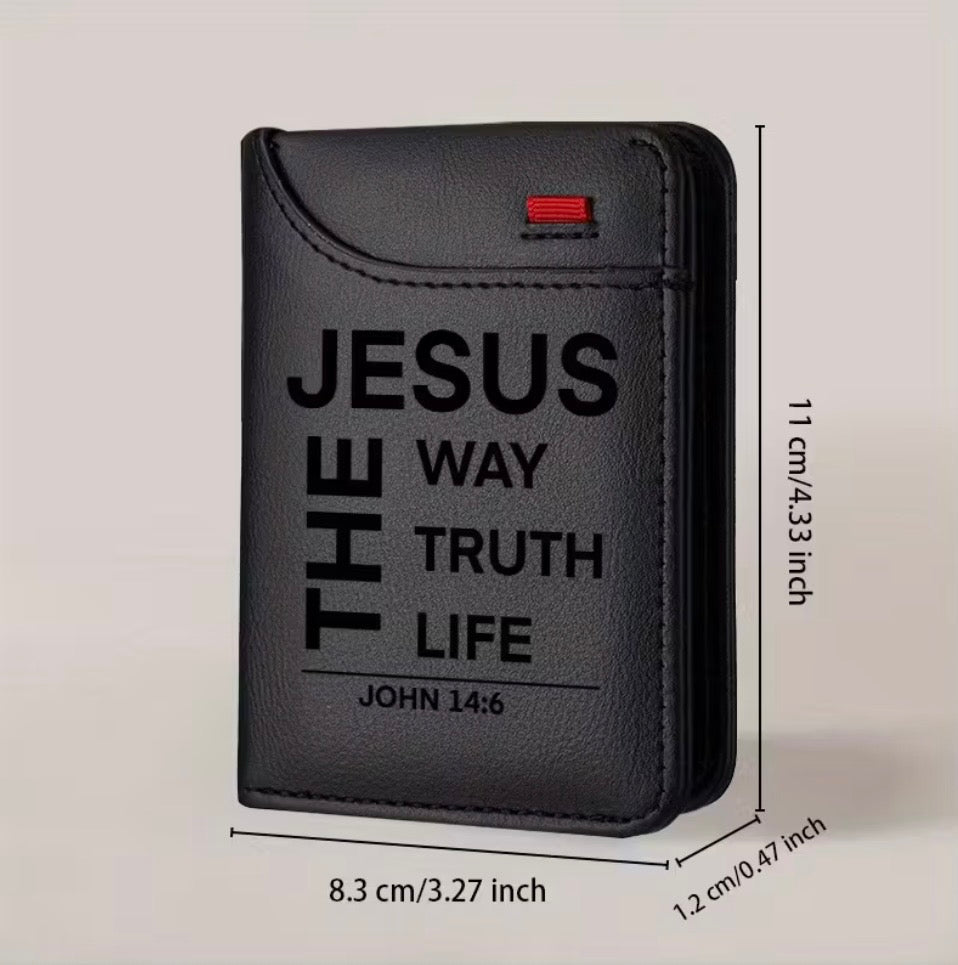 Tarjetero versiculo Juan 14:16 grabado