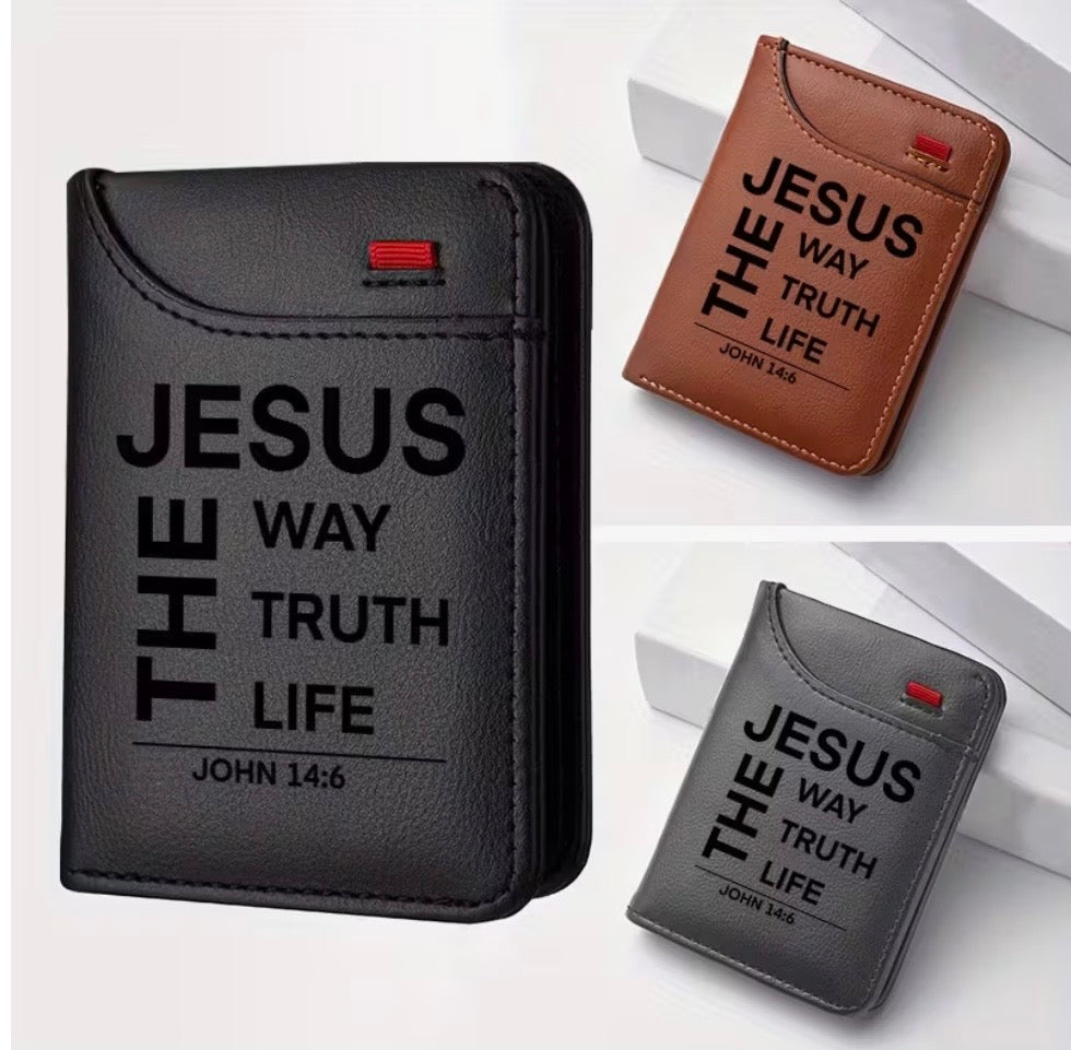 Tarjetero versiculo Juan 14:16 grabado