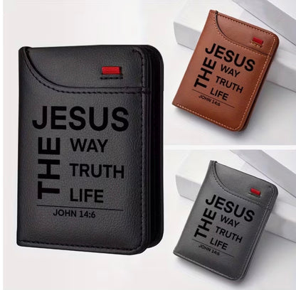 Tarjetero versiculo Juan 14:16 grabado