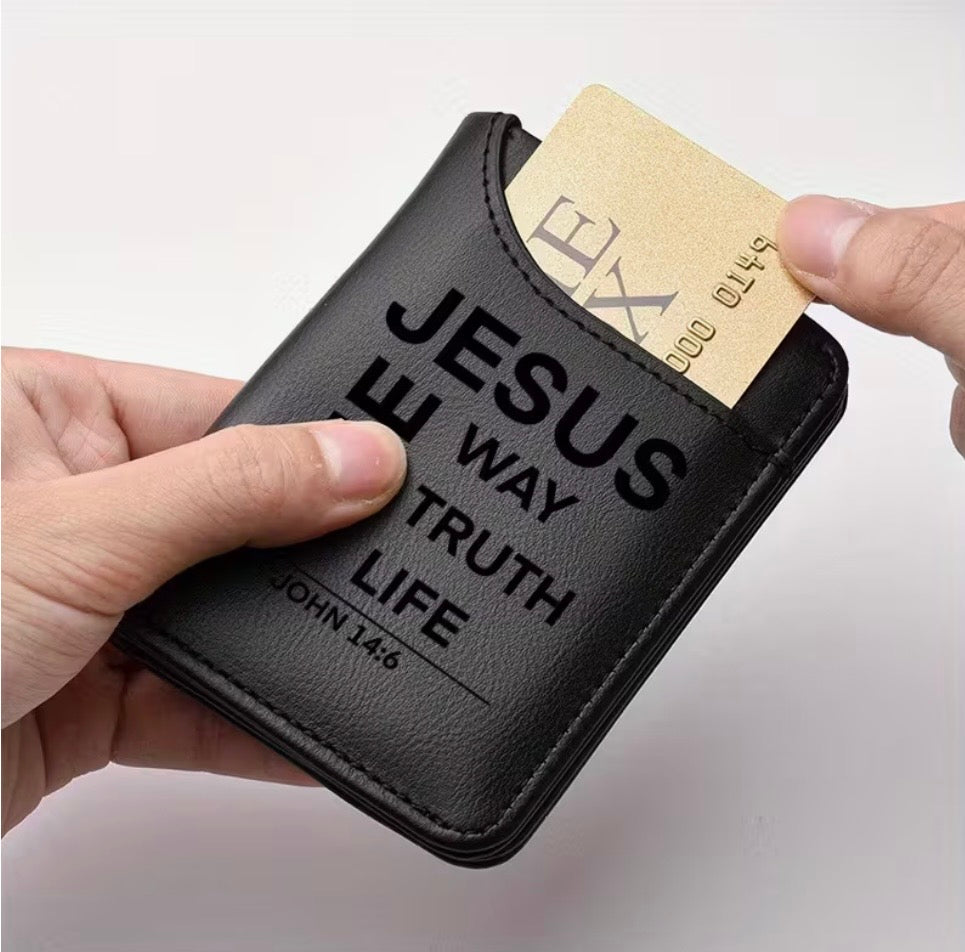 Tarjetero versiculo Juan 14:16 grabado