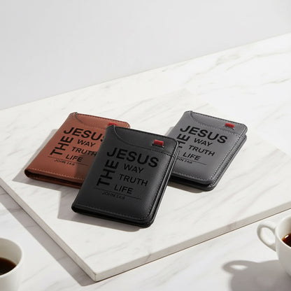 Tarjetero versiculo Juan 14:16 grabado