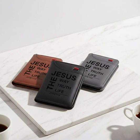 Tarjetero versiculo Juan 14:16 grabado