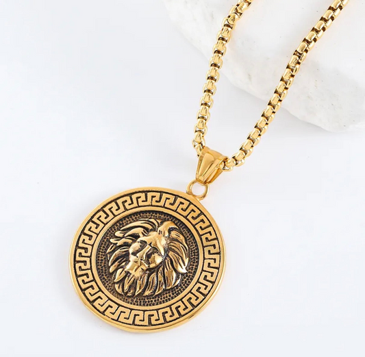 Collar pendiente leon vintage