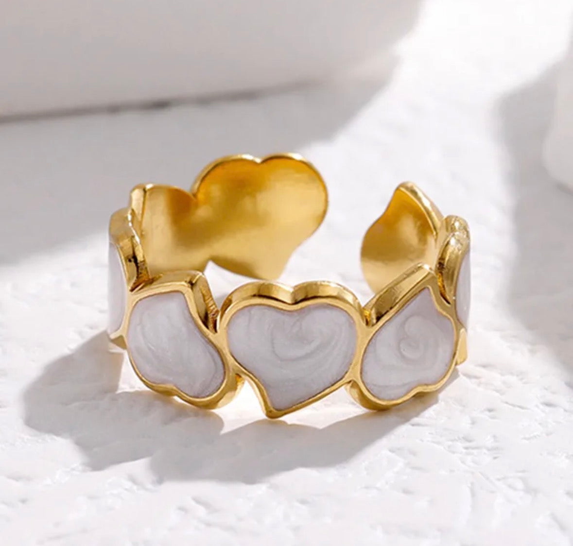 Anillo ajustable corazón blanco