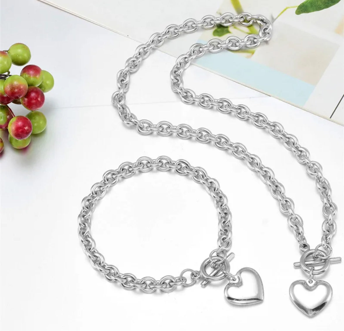 Set de collar y brazalete plata