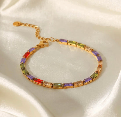 Brazalete colorido baño de oro