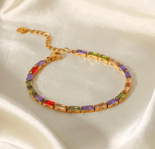 Brazalete colorido baño de oro