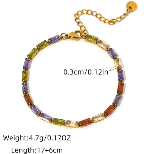 Brazalete colorido baño de oro