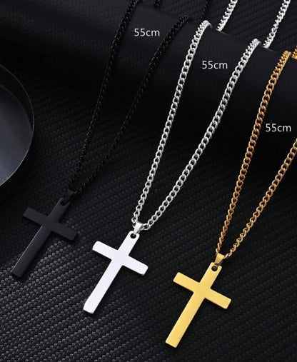 Collar cruz 50cm Acero Inoxidable (plata)