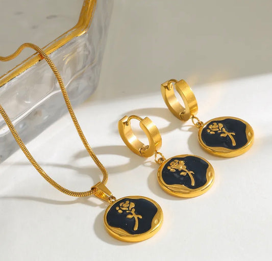 Conjunto flor fondo negro