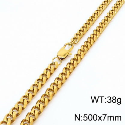 Conjunto cadena y pulsera estilo cubana bañada en oro 18k (7mm) (Niños)