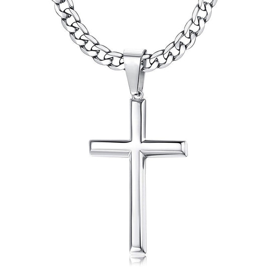 Cadena estilo cubana pendiente cruz simple