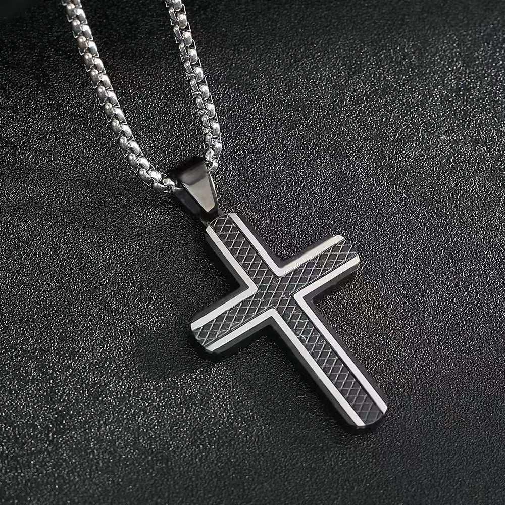 Collar pendiente cruz patron (negro)