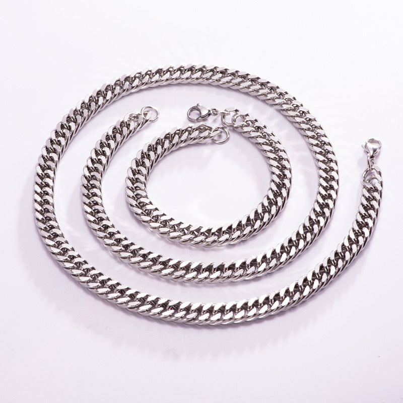 Conjunto Cadena y pulsera clasica (6mm)