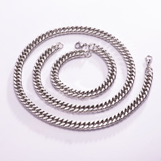 Conjunto Cadena y pulsera clasica (6mm)