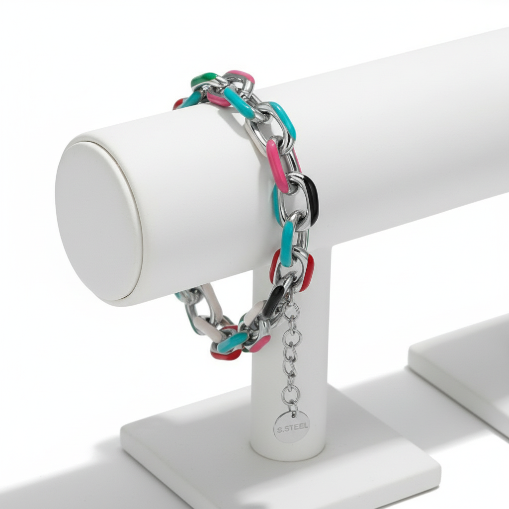 Brazalete plata colorido